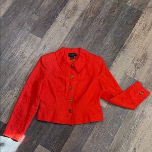 Vintage Linen Women's Coral Blazer with Button Detail size 8